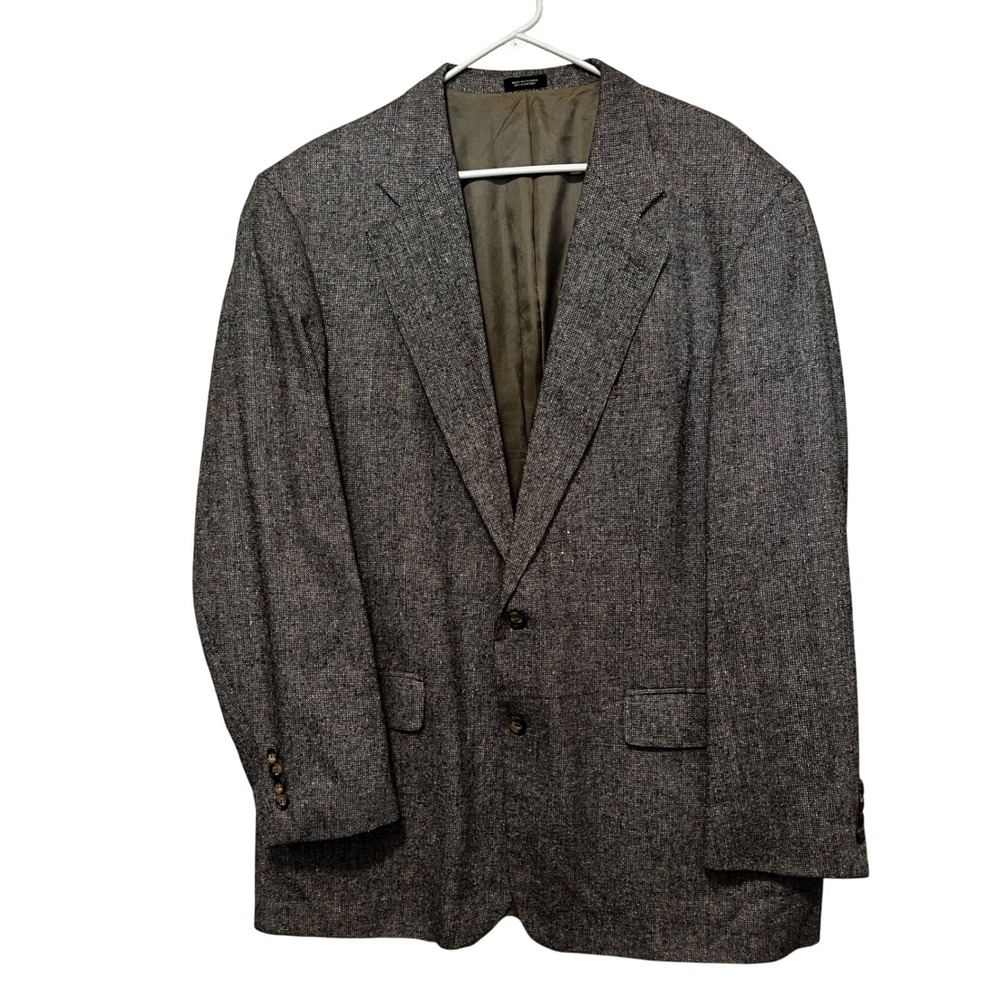 Deansgate Blazer Sport Coat Black & White Birdseye 100% Silk Fully Lined 44L‎ - Picture 2 of 9